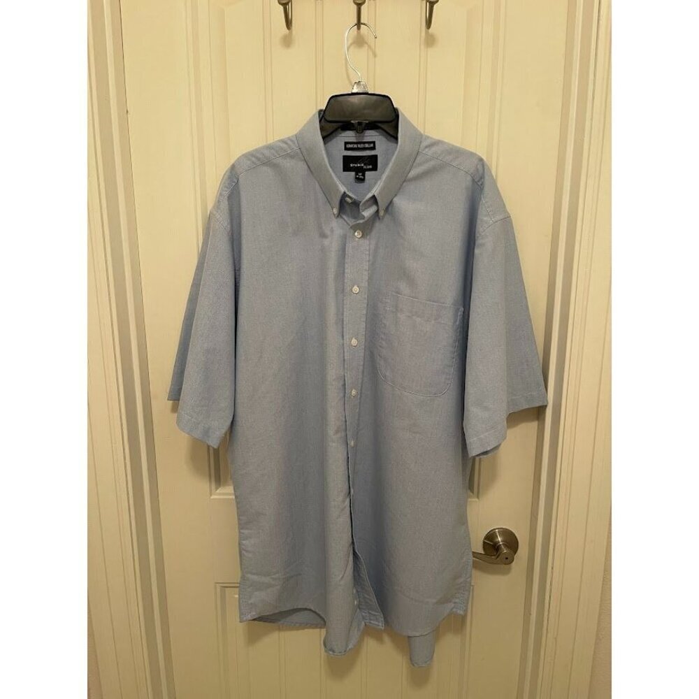 Bill Blass Studio‎ Mens XLT Light Blue Button-Up Shirt With Comfort Flex Collar